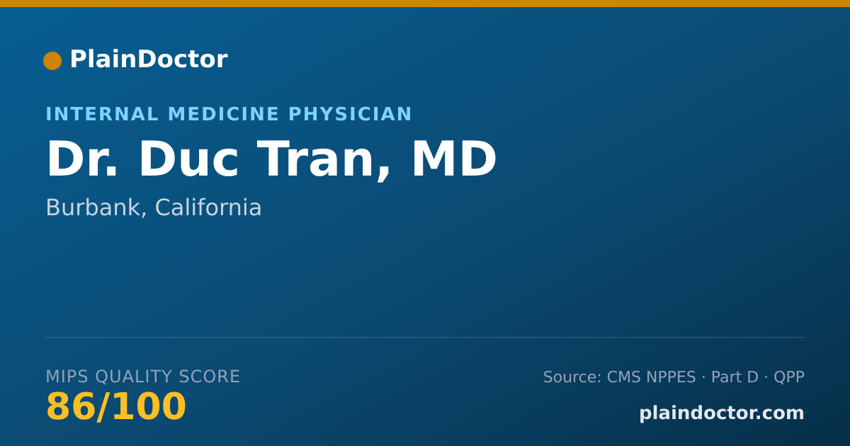 Shareable card for Duc Tran, MD - Internal Medicine Physician, Burbank, CA
