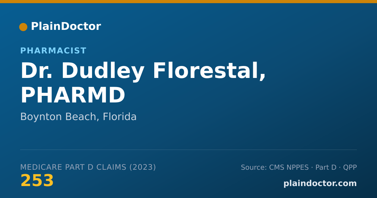 Shareable card for Dudley Florestal, PHARMD - Pharmacist, Boynton Beach, FL