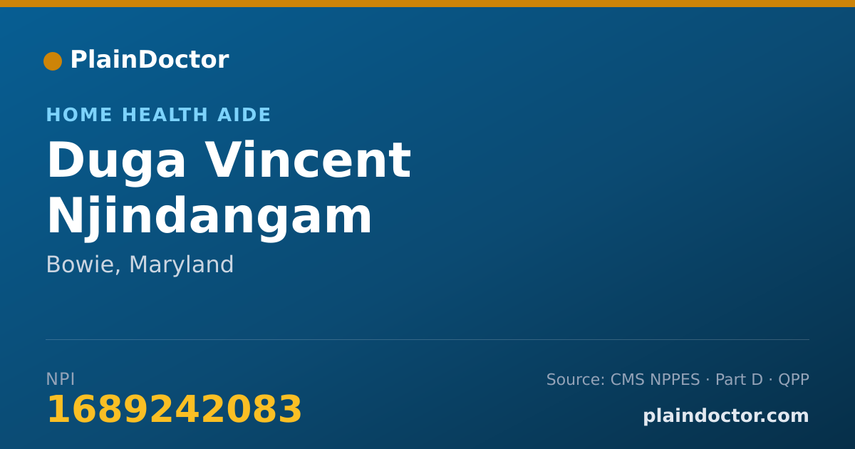 Shareable card for Duga Vincent Njindangam - Home Health Aide, Bowie, MD