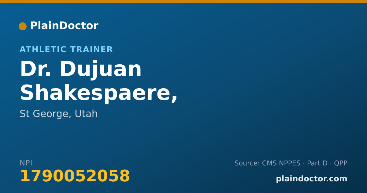 Shareable card for Dujuan Shakespaere, MS,ATC,LAT - Athletic Trainer, St George, UT