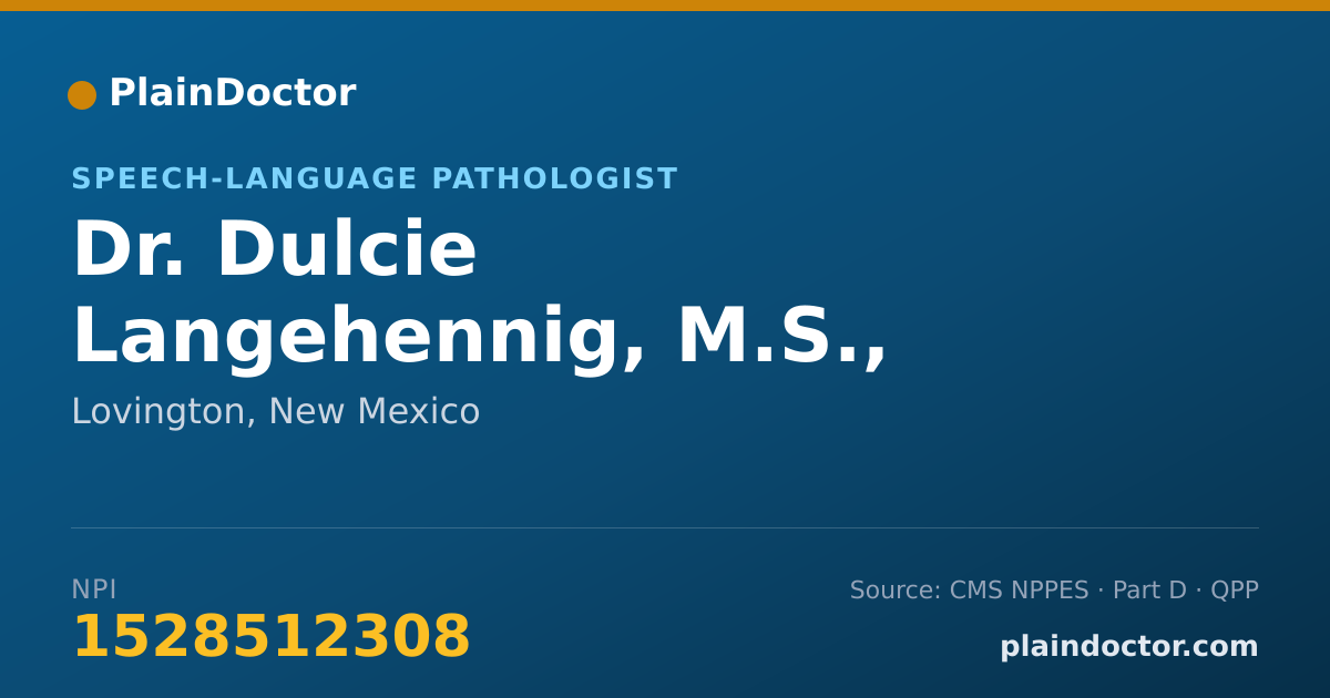 Shareable card for Dulcie Langehennig, M.S., CCC-SLP - Speech-Language Pathologist, Lovington, NM