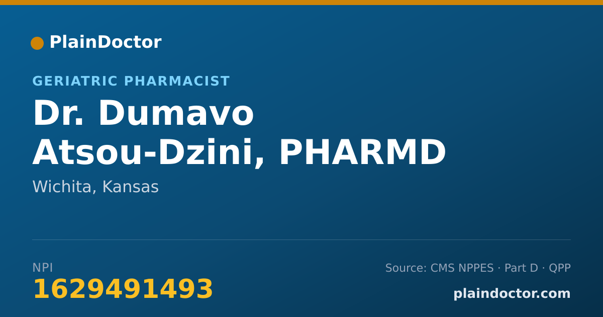 Shareable card for Dumavo Atsou-Dzini, PHARMD - Geriatric Pharmacist, Wichita, KS