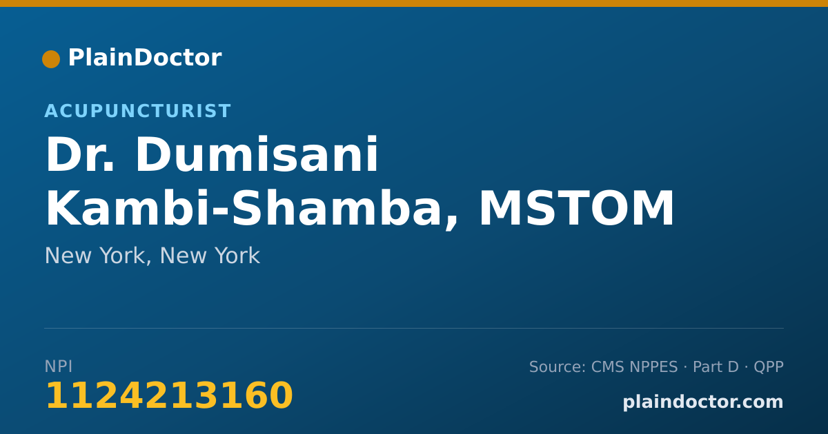 Shareable card for Dumisani Kambi-Shamba, MSTOM - Acupuncturist, New York, NY