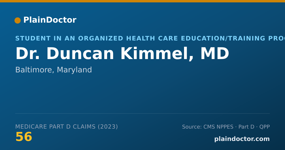 Shareable card for Duncan Kimmel, MD - Student in an Organized Health Care Education/Training Program, Baltimore, MD