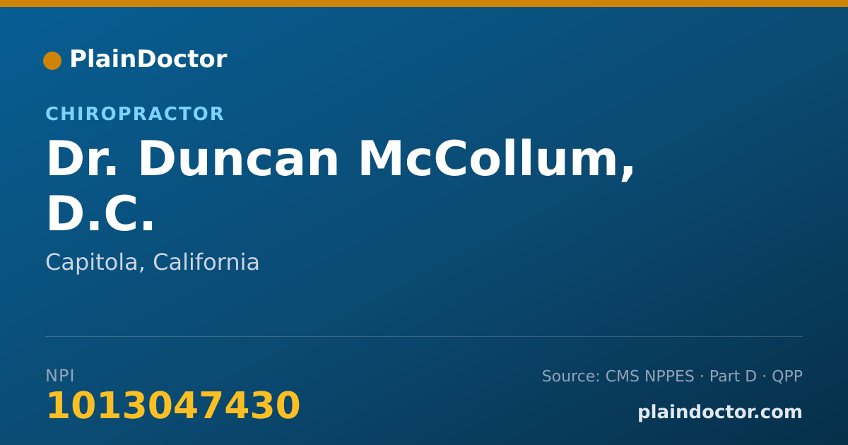 Shareable card for Duncan McCollum, D.C. - Chiropractor, Capitola, CA