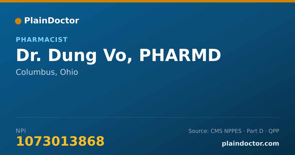 Shareable card for Dung Vo, PHARMD - Pharmacist, Columbus, OH