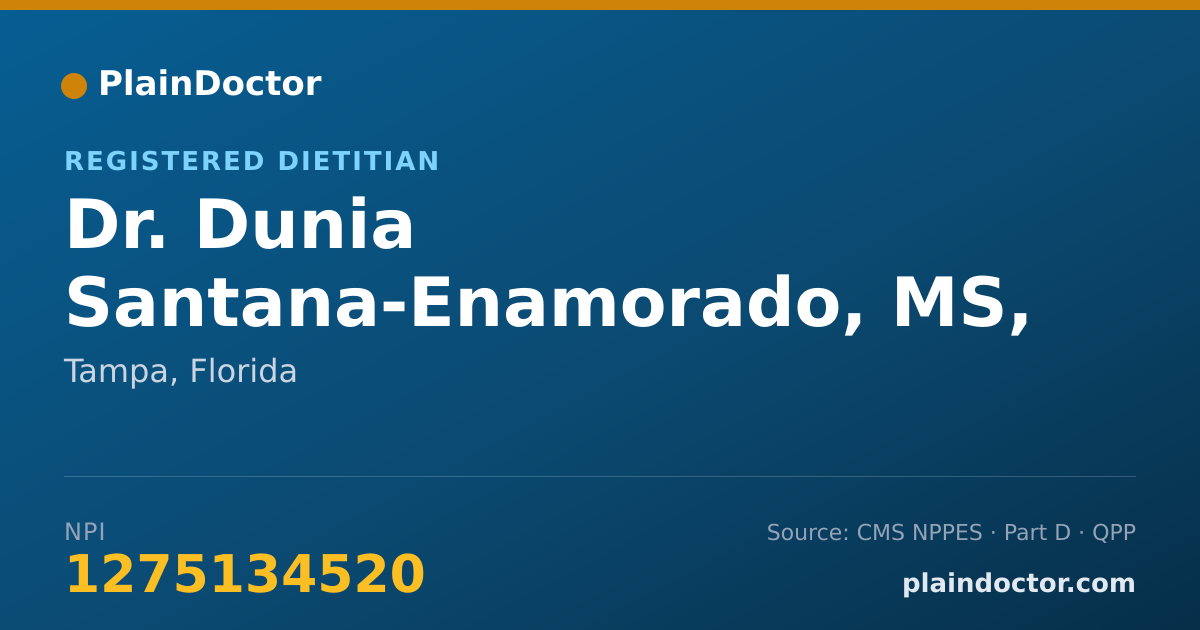 Shareable card for Dunia Santana-Enamorado, MS, RDN, LDN - Registered Dietitian, Tampa, FL