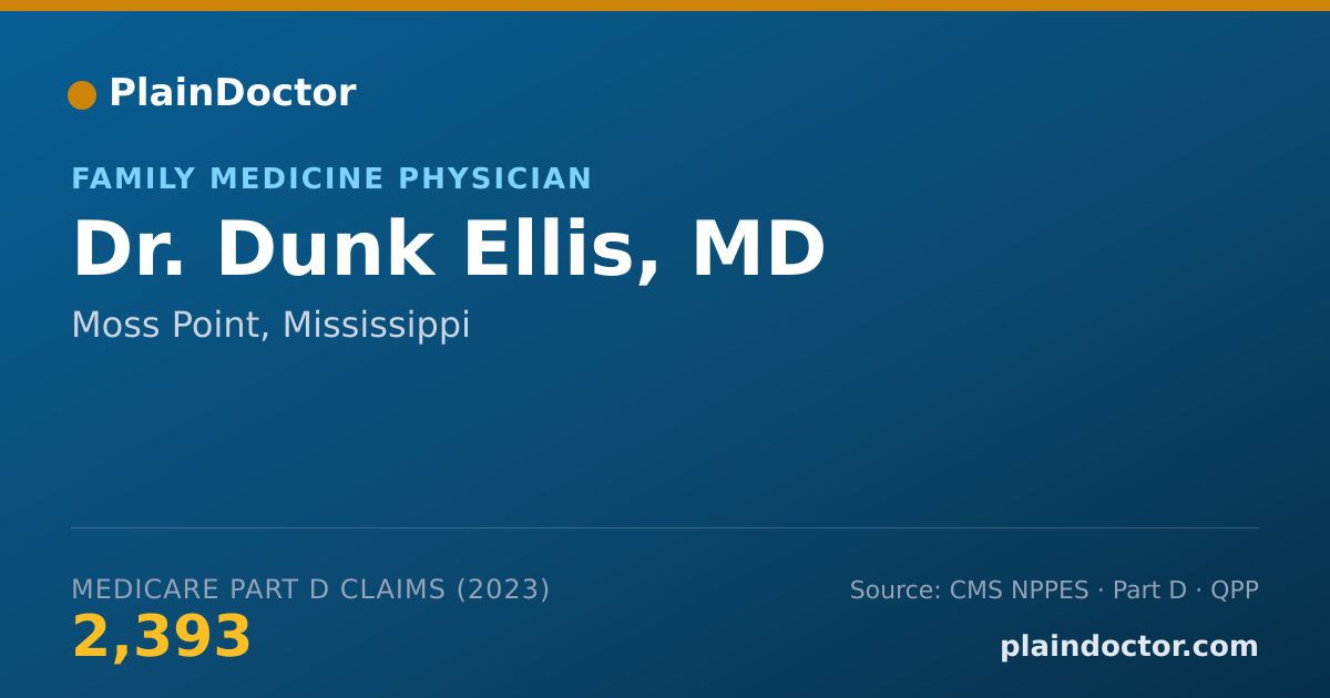 Shareable card for Dunk Ellis, MD - Family Medicine Physician, Moss Point, MS