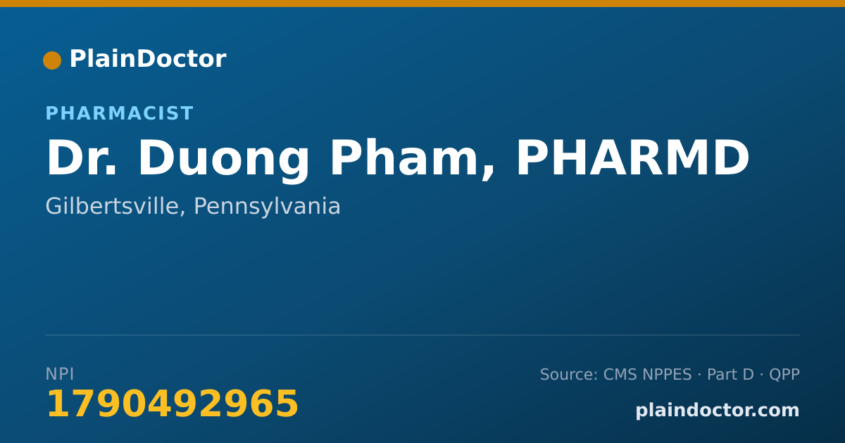 Shareable card for Duong Pham, PHARMD - Pharmacist, Gilbertsville, PA