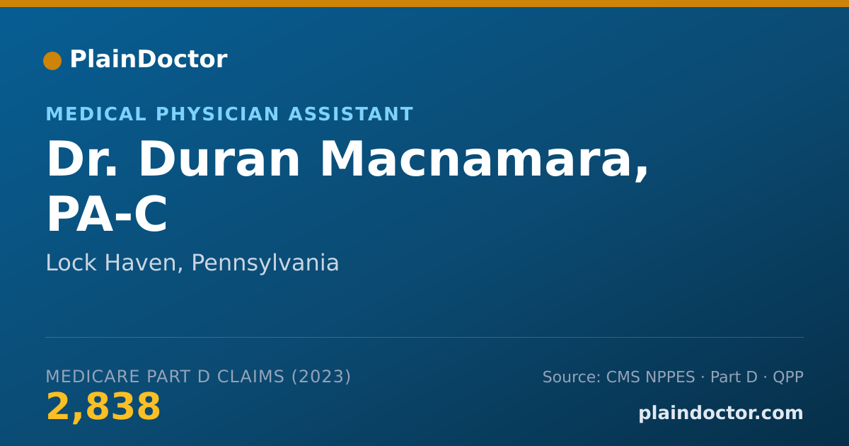 Shareable card for Duran Macnamara, PA-C - Medical Physician Assistant, Lock Haven, PA