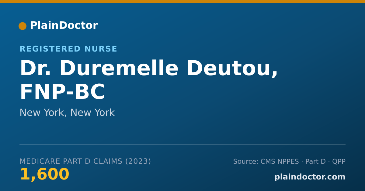 Shareable card for Duremelle Deutou, FNP-BC - Registered Nurse, New York, NY