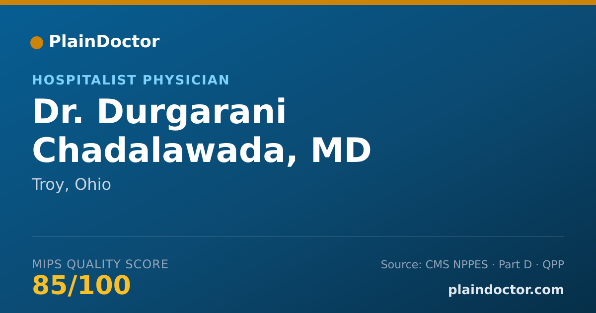 Shareable card for Durgarani Chadalawada, MD - Hospitalist Physician, Troy, OH