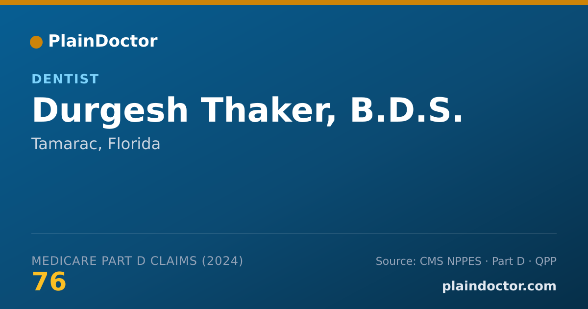 Shareable card for Durgesh Thaker, B.D.S. - Dentist, Tamarac, FL