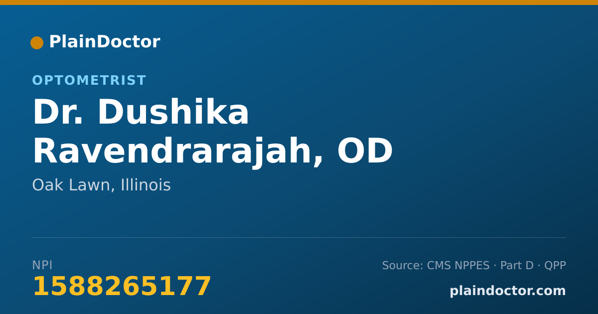 Shareable card for Dushika Ravendrarajah, OD - Optometrist, Oak Lawn, IL
