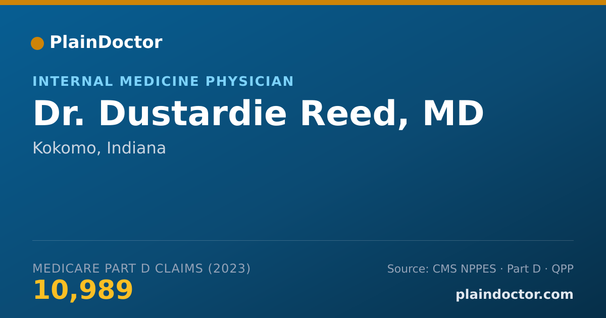 Shareable card for Dustardie Reed, MD - Internal Medicine Physician, Kokomo, IN