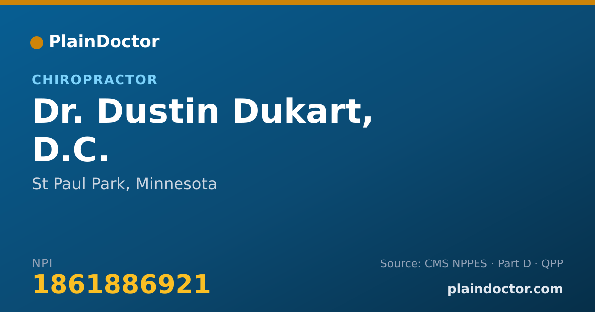 Shareable card for Dustin Dukart, D.C. - Chiropractor, St Paul Park, MN
