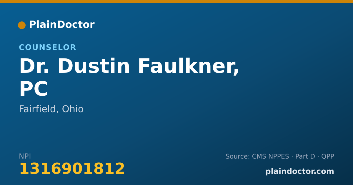 Shareable card for Dustin Faulkner, PC - Counselor, Fairfield, OH