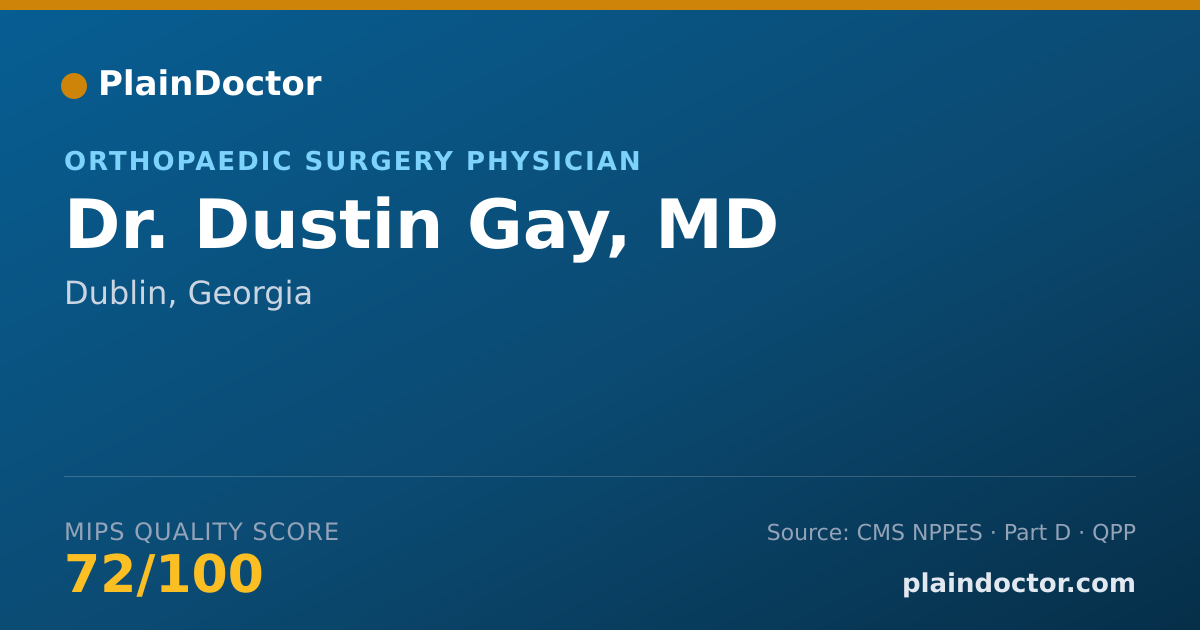 Shareable card for Dustin Gay, MD - Orthopaedic Surgery Physician, Dublin, GA