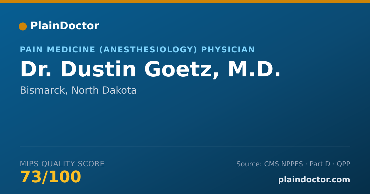 Shareable card for Dustin Goetz, M.D. - Pain Medicine (Anesthesiology) Physician, Bismarck, ND