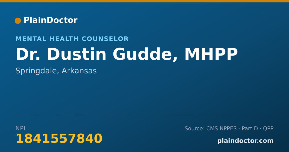 Shareable card for Dustin Gudde, MHPP - Mental Health Counselor, Springdale, AR