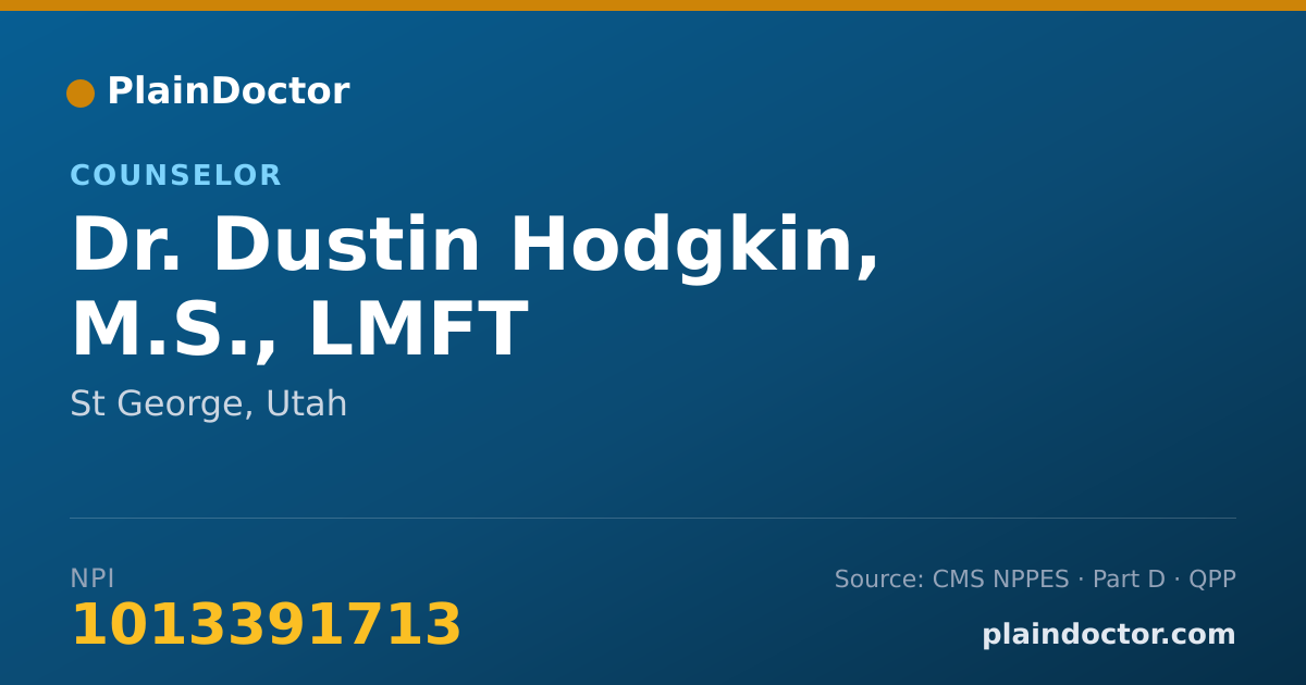 Shareable card for Dustin Hodgkin, M.S., LMFT - Counselor, St George, UT