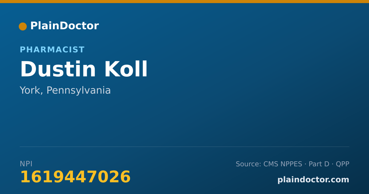 Shareable card for Dustin Koll - Pharmacist, York, PA