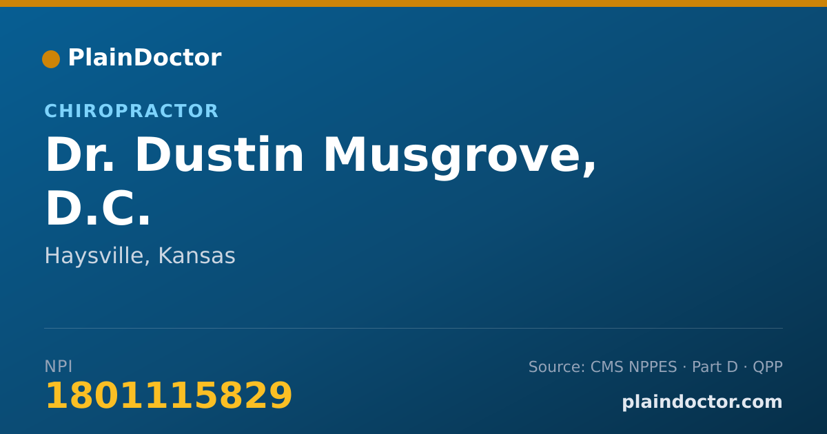 Shareable card for Dustin Musgrove, D.C. - Chiropractor, Haysville, KS