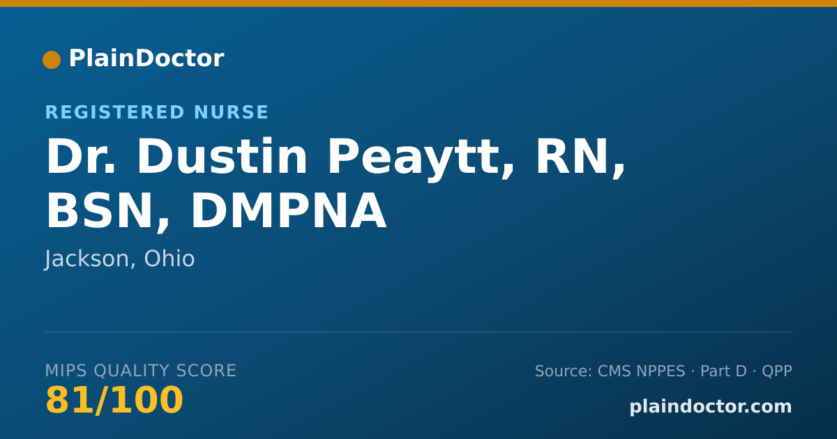 Shareable card for Dustin Peaytt, RN, BSN, DMPNA - Registered Nurse, Jackson, OH