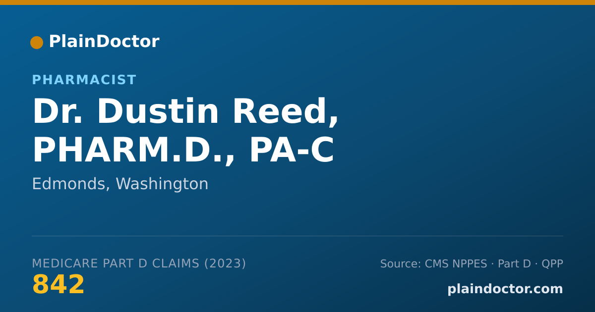 Shareable card for Dustin Reed, PHARM.D., PA-C - Pharmacist, Edmonds, WA