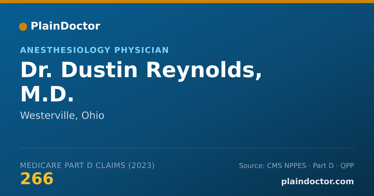 Shareable card for Dustin Reynolds, M.D. - Anesthesiology Physician, Westerville, OH