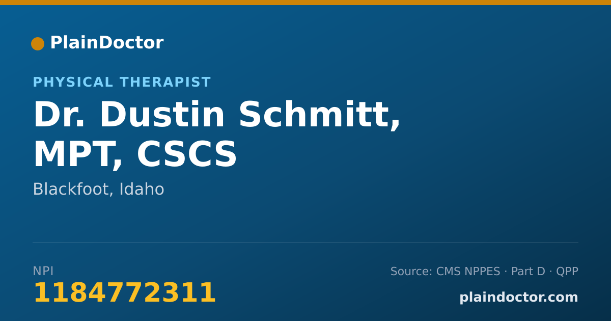 Shareable card for Dustin Schmitt, MPT, CSCS - Physical Therapist, Blackfoot, ID