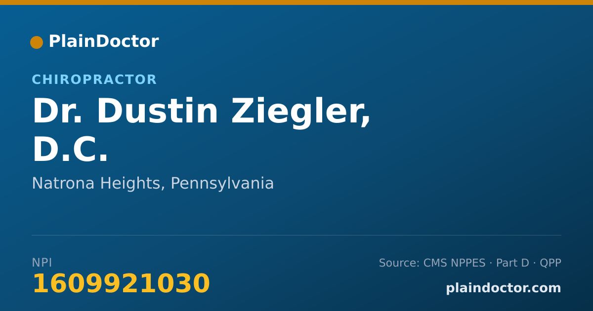 Shareable card for Dustin Ziegler, D.C. - Chiropractor, Natrona Heights, PA