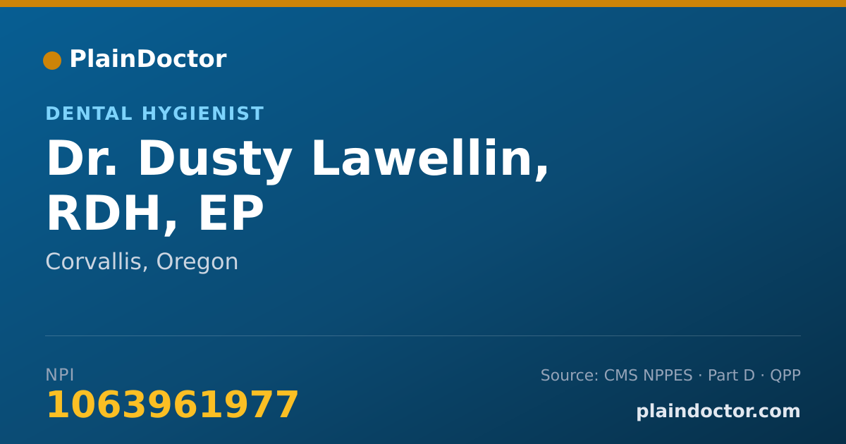 Shareable card for Dusty Lawellin, RDH, EP - Dental Hygienist, Corvallis, OR