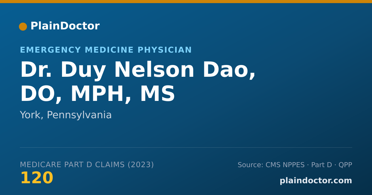 Shareable card for Duy Nelson Dao, DO, MPH, MS - Emergency Medicine Physician, York, PA