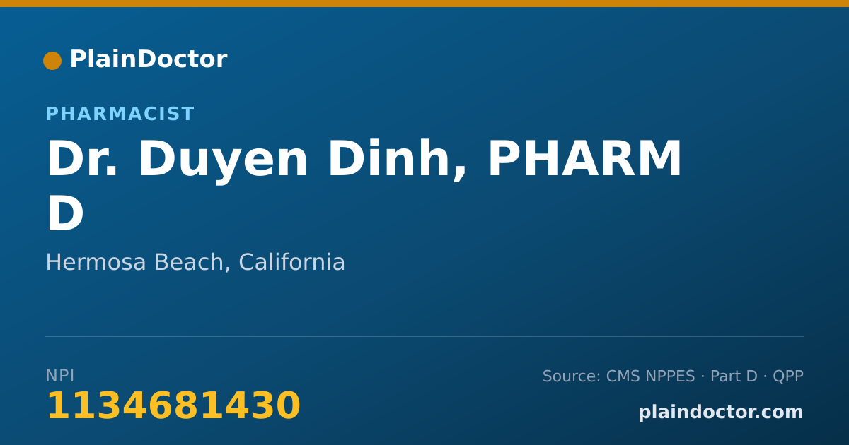 Shareable card for Duyen Dinh, PHARM D - Pharmacist, Hermosa Beach, CA