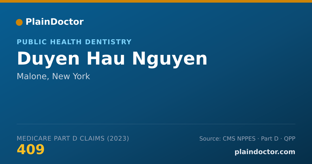 Shareable card for Duyen Hau Nguyen - Public Health Dentistry, Malone, NY