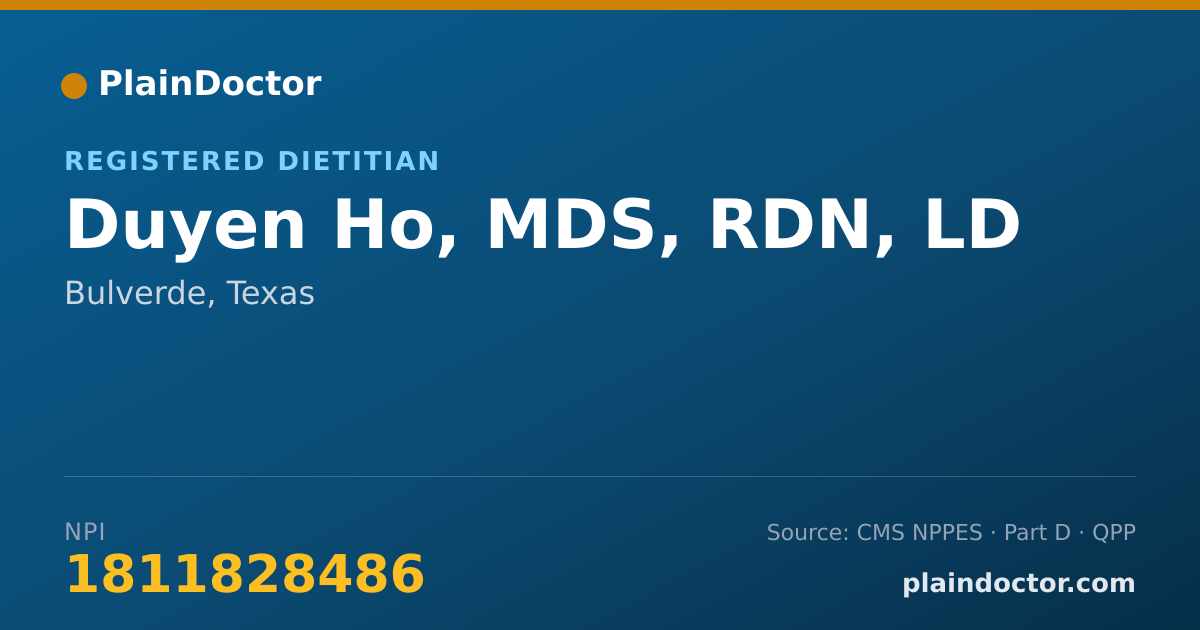 Shareable card for Duyen Ho, MDS, RDN, LD - Registered Dietitian, Bulverde, TX