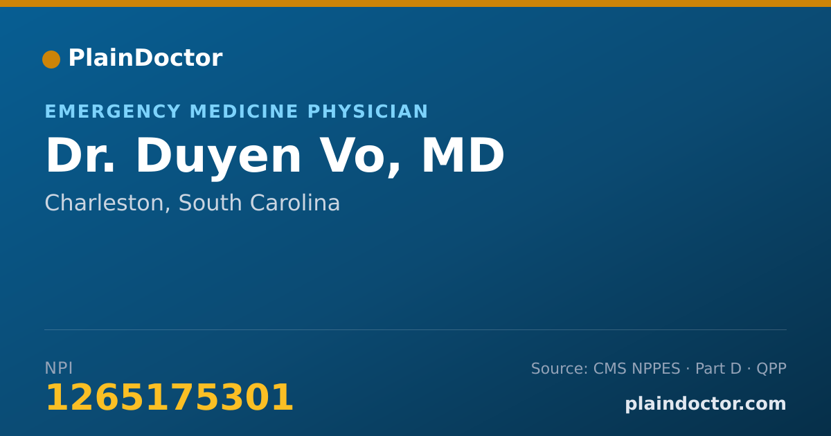 Shareable card for Duyen Vo, MD - Emergency Medicine Physician, Charleston, SC