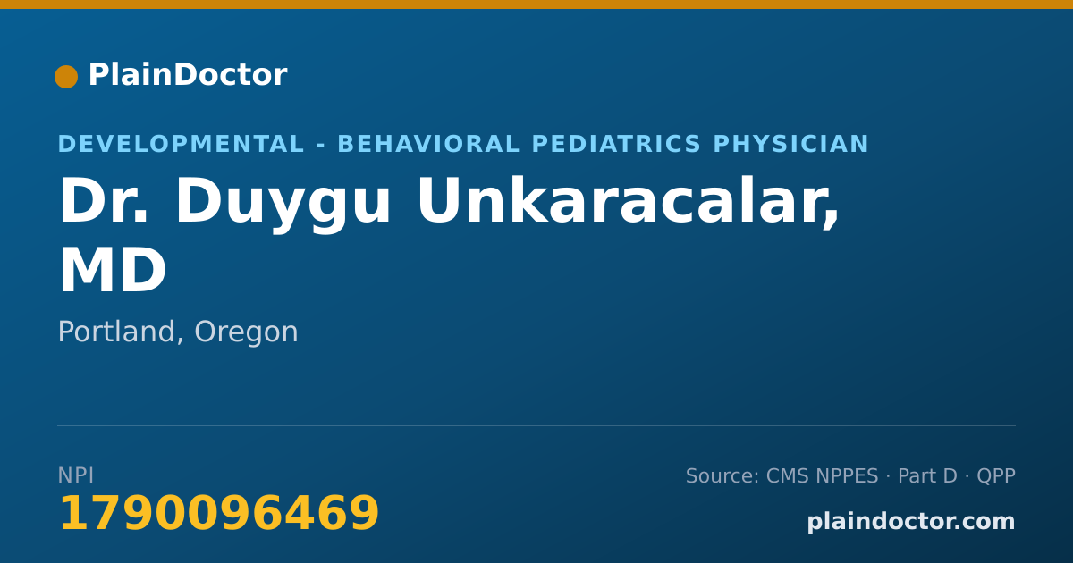 Shareable card for Duygu Unkaracalar, MD - Developmental - Behavioral Pediatrics Physician, Portland, OR