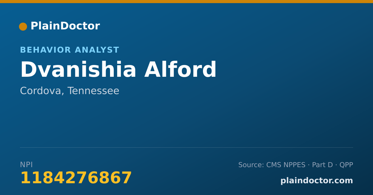 Shareable card for Dvanishia Alford - Behavior Analyst, Cordova, TN