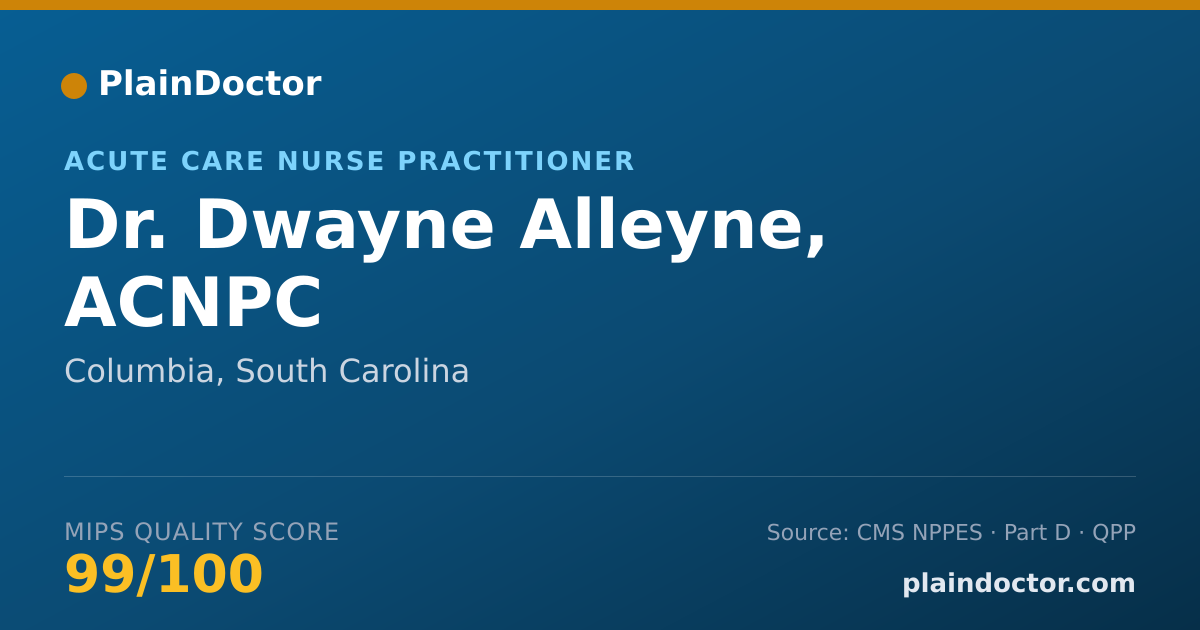 Shareable card for Dwayne Alleyne, ACNPC - Acute Care Nurse Practitioner, Columbia, SC