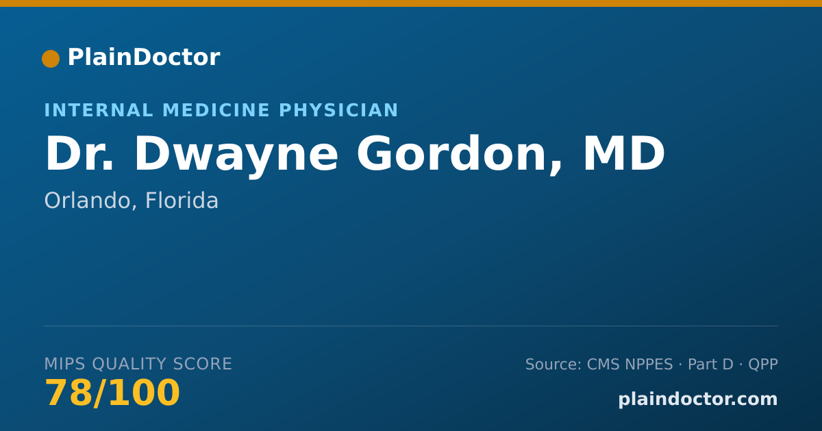 Shareable card for Dwayne Gordon, MD - Internal Medicine Physician, Orlando, FL