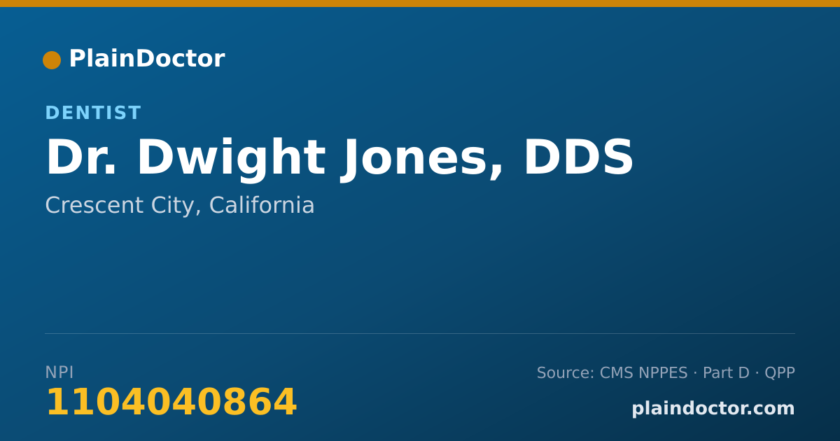Shareable card for Dwight Jones, DDS - Dentist, Crescent City, CA