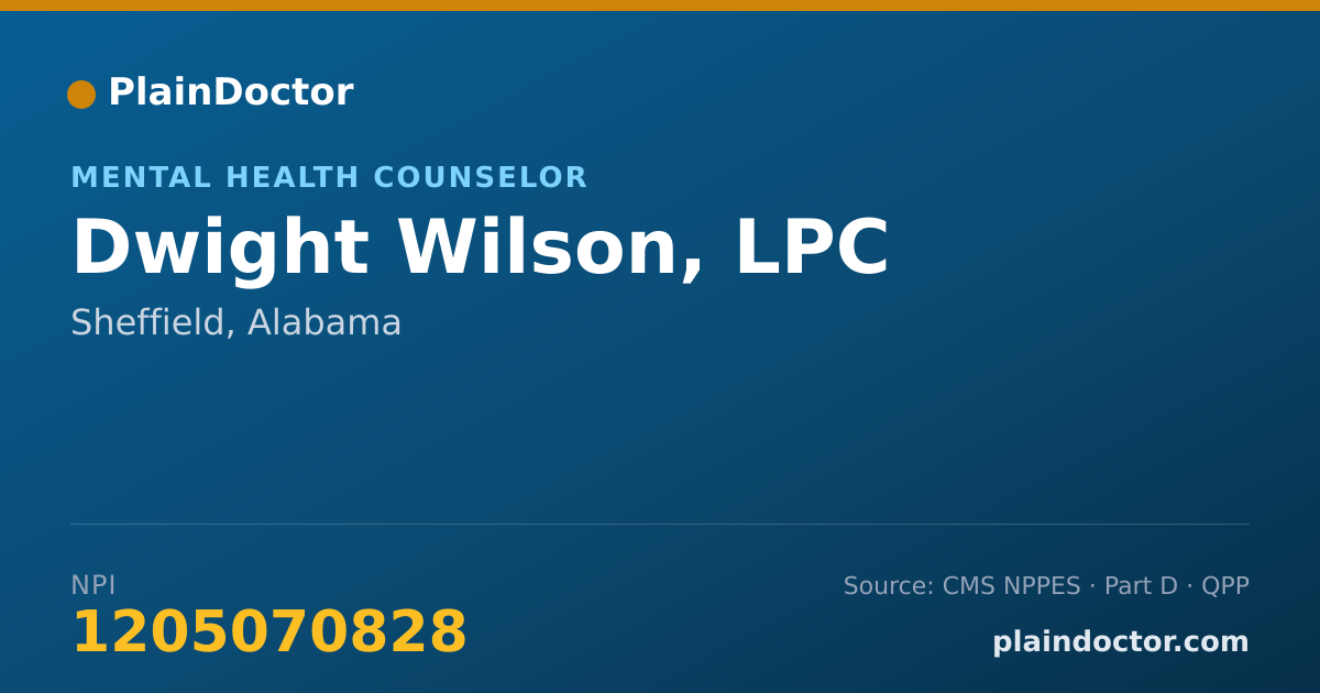 Shareable card for Dwight Wilson, LPC - Mental Health Counselor, Sheffield, AL