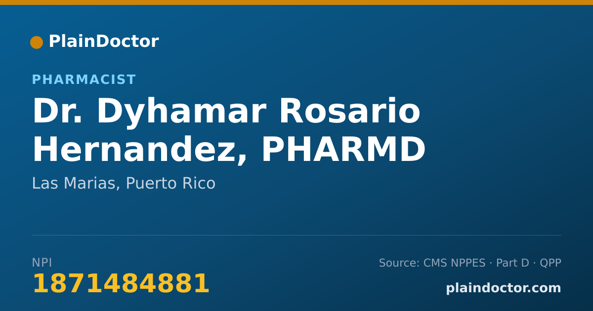 Shareable card for Dyhamar Rosario Hernandez, PHARMD - Pharmacist, Las Marias, PR