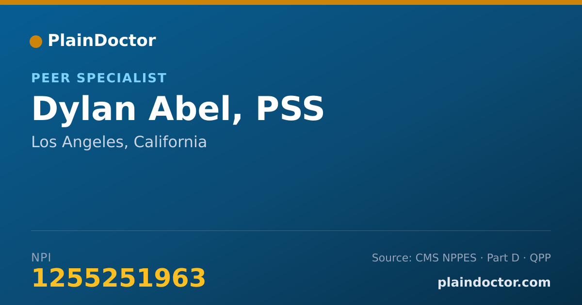 Shareable card for Dylan Abel, PSS - Peer Specialist, Los Angeles, CA