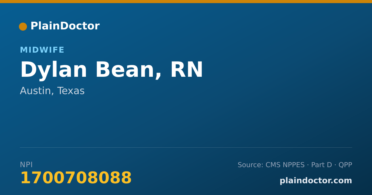 Shareable card for Dylan Bean, RN - Midwife, Austin, TX