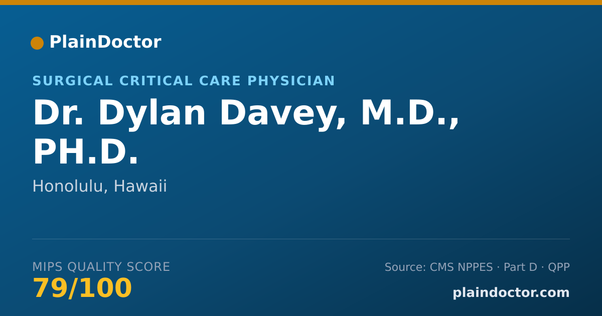 Shareable card for Dylan Davey, M.D., PH.D. - Surgical Critical Care Physician, Honolulu, HI