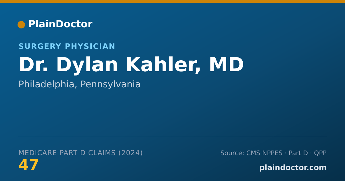 Shareable card for Dylan Kahler, MD - Surgery Physician, Philadelphia, PA