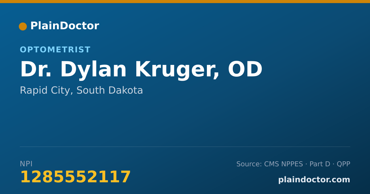 Shareable card for Dylan Kruger, OD - Optometrist, Rapid City, SD